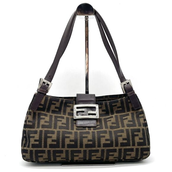 Fendi Handbags - Authentic FENDI Zucca Mamma Bucket Baguette Canvas Purse Shoulder Bag Purse Tan